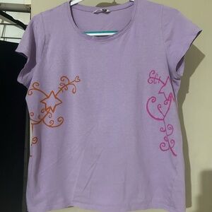 Lavender Long Sleeve Tee with Pink & Orange Star Accents